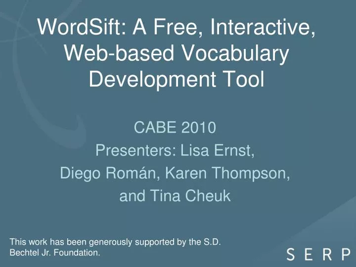 wordsift a free interactive web based vocabulary development tool