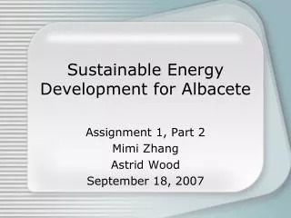 Sustainable Energy Development for Albacete