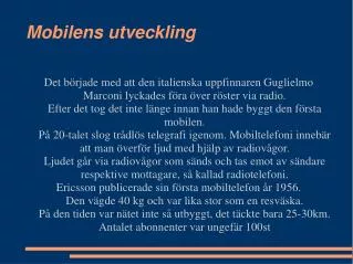 mobilens utveckling