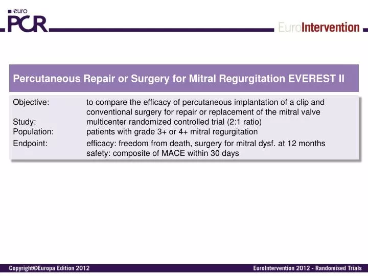 percutaneous repair or surgery for mitral regurgitation everest ii