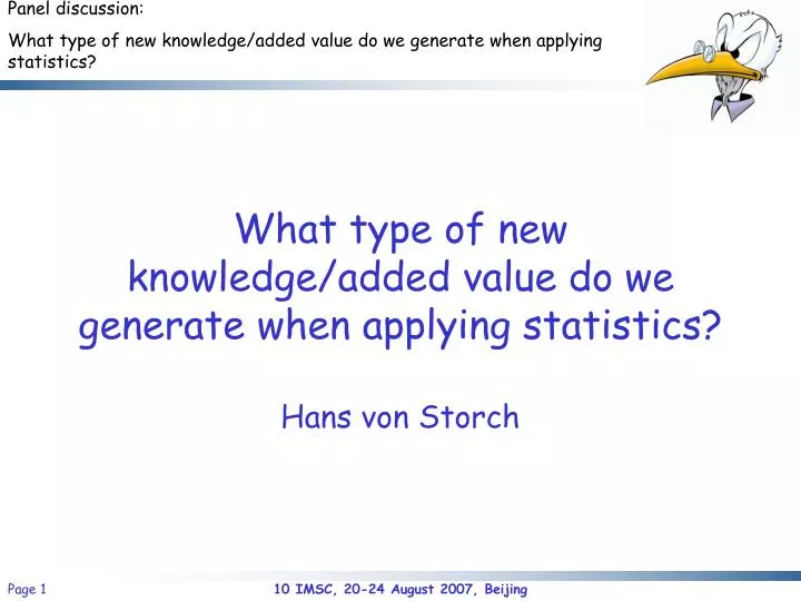what type of new knowledge added value do we generate when applying statistics