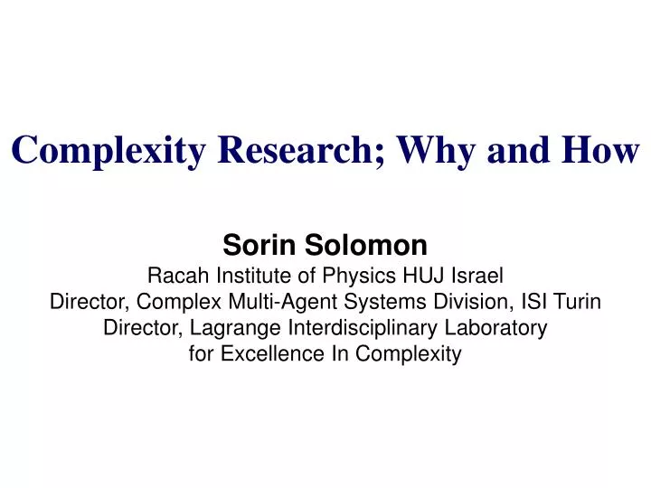 complexity research why and how