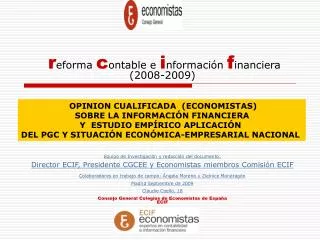r eforma c ontable e i nformaci n f inanciera 2008 2009