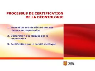 processus de certification de la d ontologie
