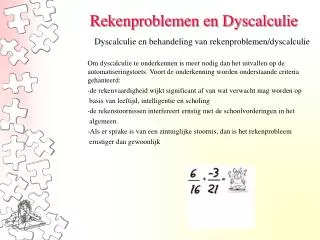 rekenproblemen en dyscalculie