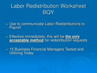 Labor Redistribution Worksheet BQY