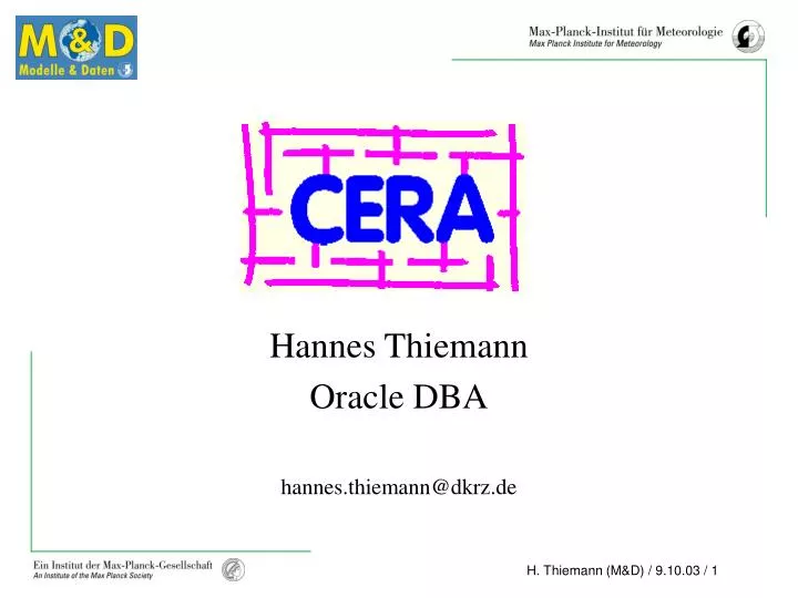 hannes thiemann oracle dba hannes thiemann@dkrz de