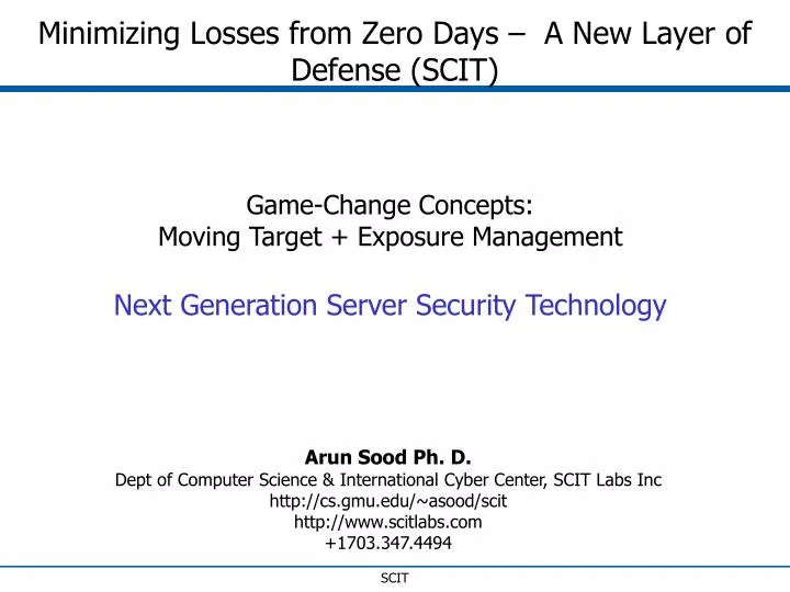 minimizing losses from zero days a new layer of defense scit