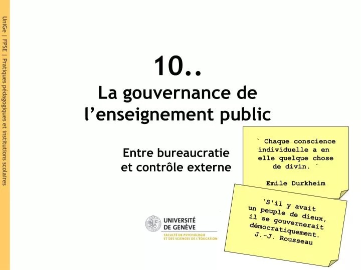 10 la gouvernance de l enseignement public
