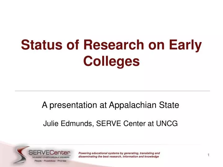 status of research on early colleges