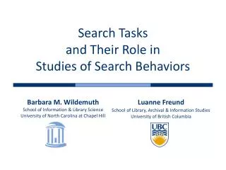 Search Tasks and Their Role in Studies of Search Behaviors