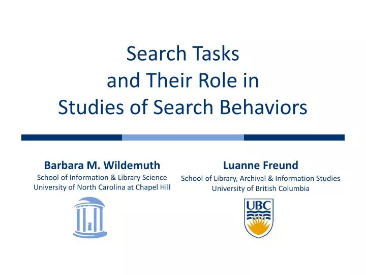 search tasks and their role in studies of search behaviors