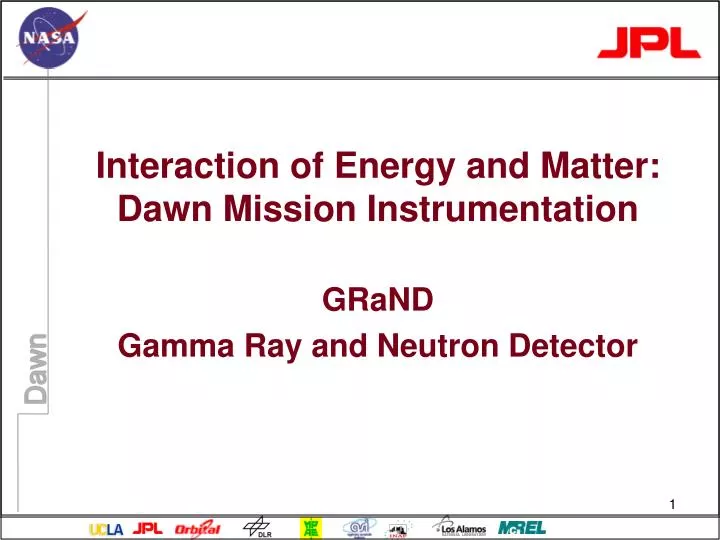interaction of energy and matter dawn mission instrumentation