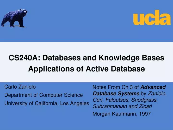 cs240a databases and knowledge bases applications of active database