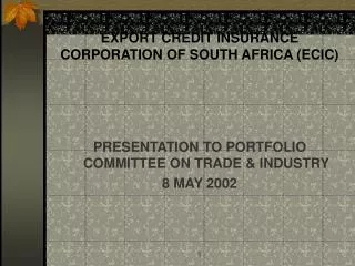 export credit insurance corporation of south africa ecic