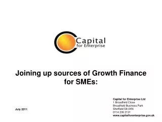 Joining up sources of Growth Finance for SMEs: