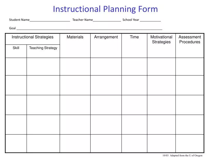 instructional planning form