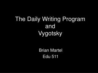 The Daily Writing Program and Vygotsky