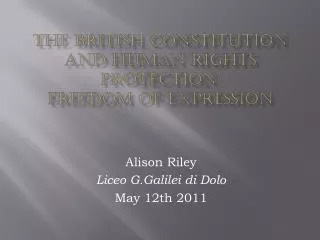 The British constitution and human rights protection : freedom of expression