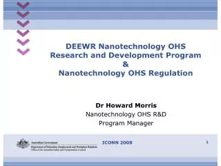 DEEWR Nanotechnology OHS Research and Development Program &amp; Nanotechnology OHS Regulation