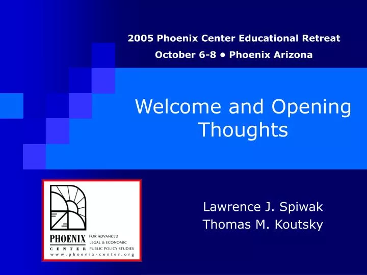 welcome and opening thoughts