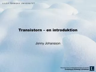 Transistorn – en introduktion