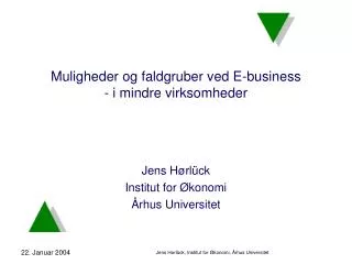 muligheder og faldgruber ved e business i mindre virksomheder