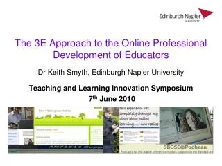 The 3E Approach to the Online Professional Development of Educators