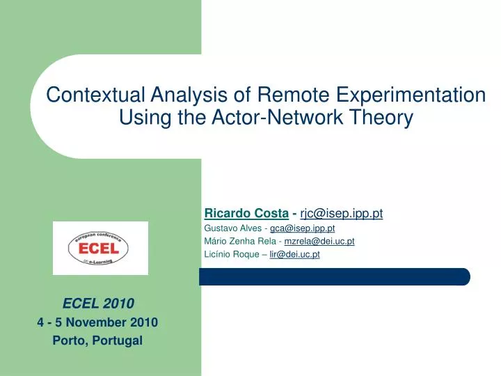 contextual analysis of remote experimentation using the actor network theory