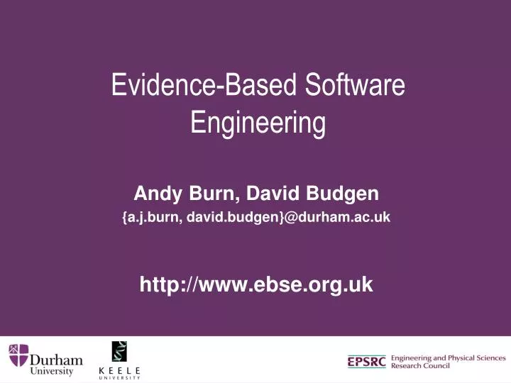 evidence based software engineering