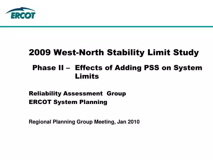 2009 west north stability limit study