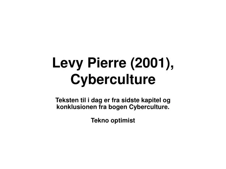 levy pierre 2001 cyberculture