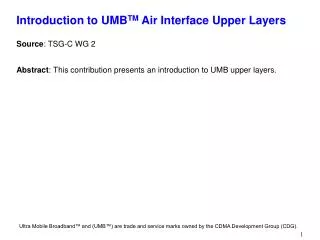 Introduction to UMB TM Air Interface Upper Layers