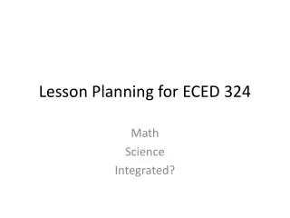 Lesson Planning for ECED 324