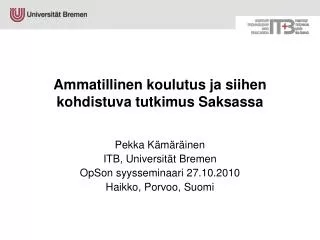 ammatillinen koulutus ja siihen kohdistuva tutkimus saksassa