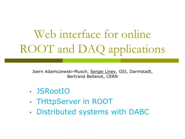 web interface for online root and daq applications