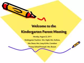 Welcome to the Kindergarten Parent Meeting