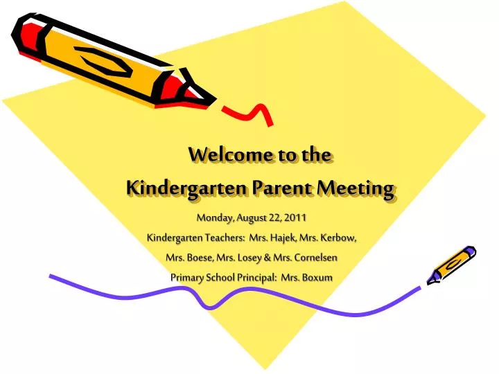 welcome to the kindergarten parent meeting