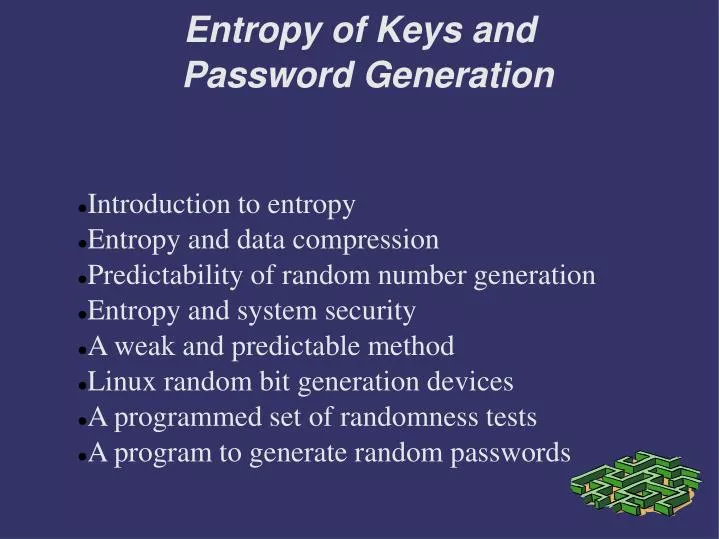 entropy of keys and password generation