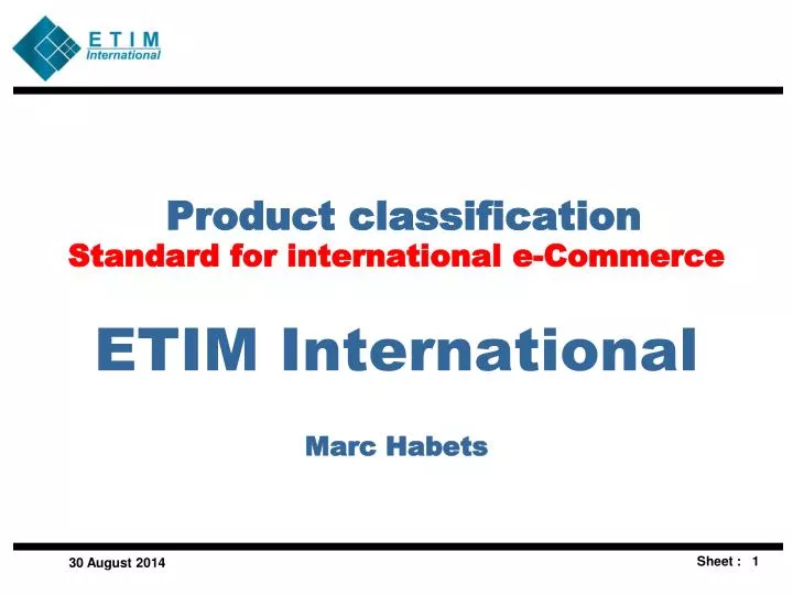 product classification standard for international e commerce etim international marc habets