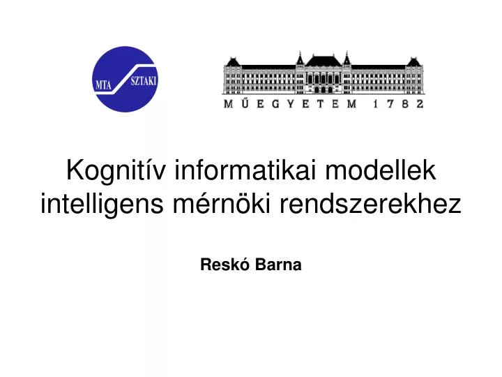 kognit v informatikai modellek intelligens m rn ki rendszerekhez