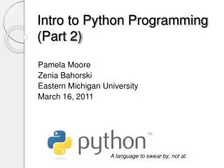 Intro to Python Programming (Part 2)