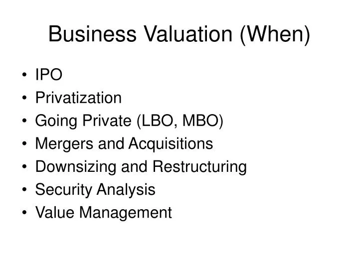 business valuation when