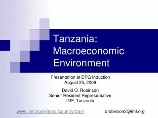 Tanzania: Macroeconomic Environment