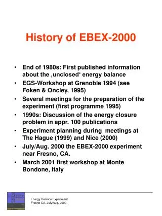 History of EBEX-2000