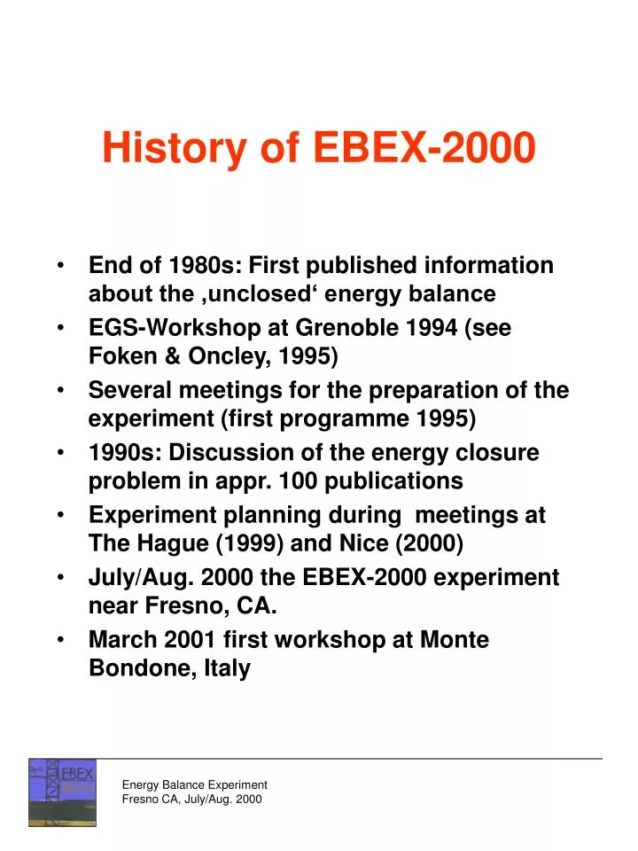 history of ebex 2000