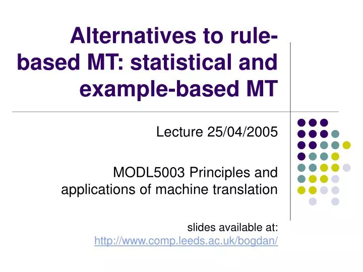 alternatives to rule based mt statistical and example based mt