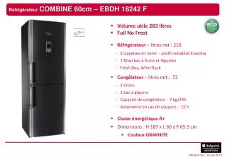 r frig rateur combine 60cm ebdh 18242 f