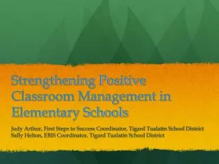 Strengthening Positive Classroom Management in Elementary Schools