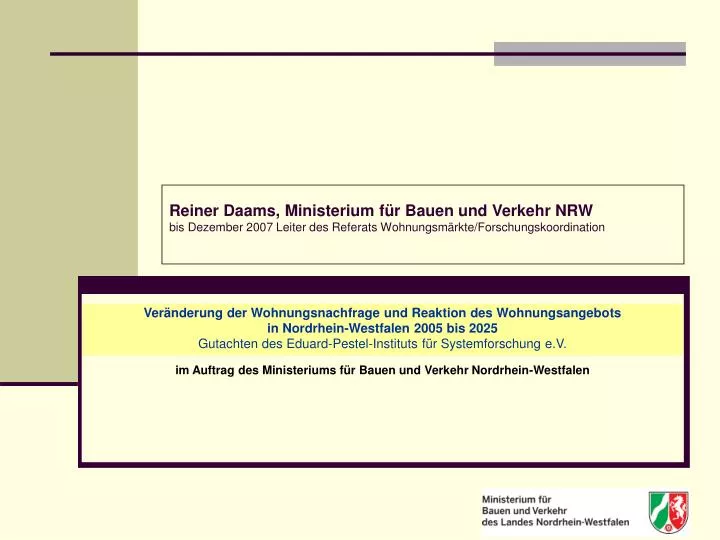 im auftrag des ministeriums f r bauen und verkehr nordrhein westfalen